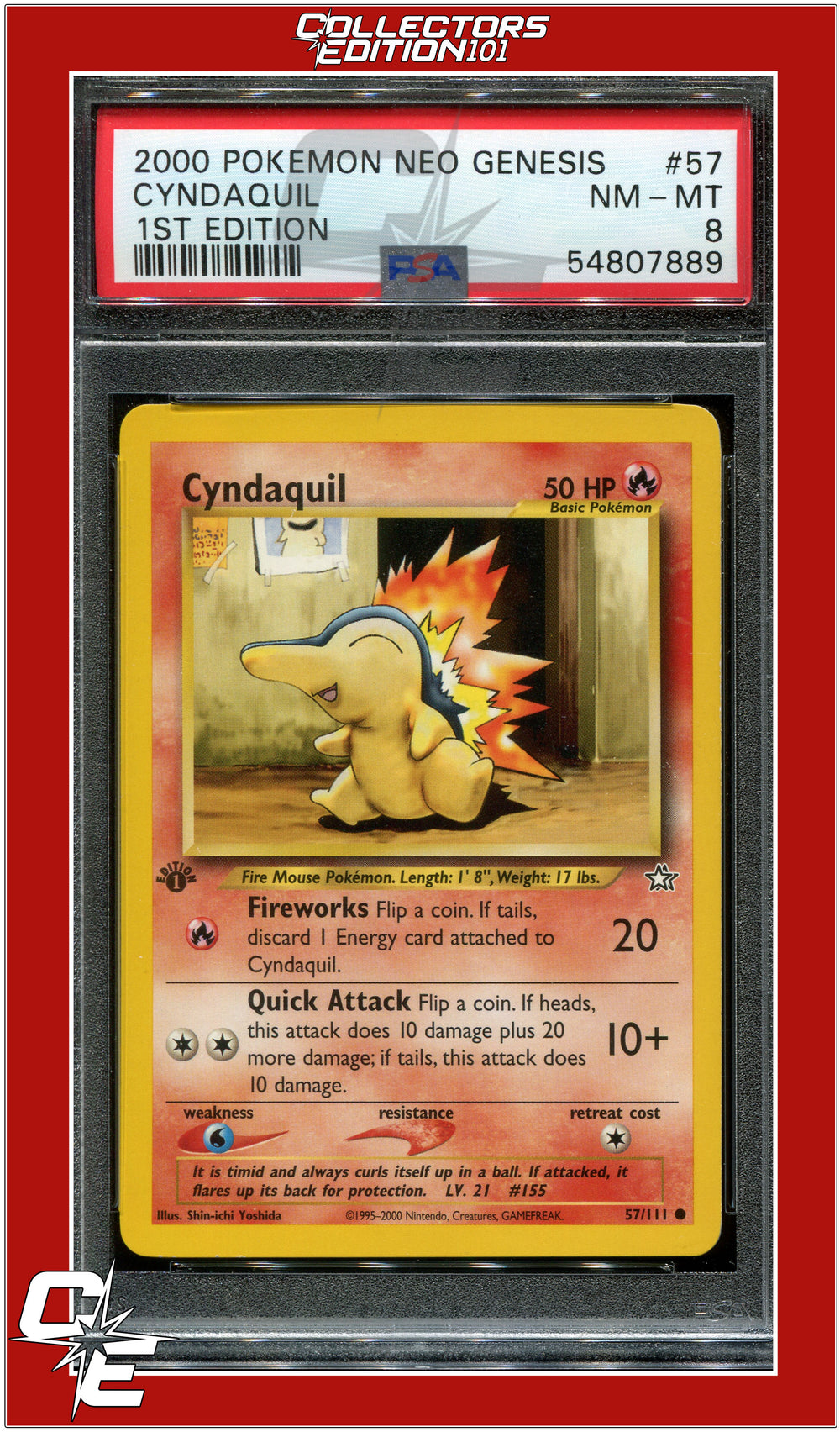 Neo Genesis 1st Edition 57 Cyndaquil PSA 8