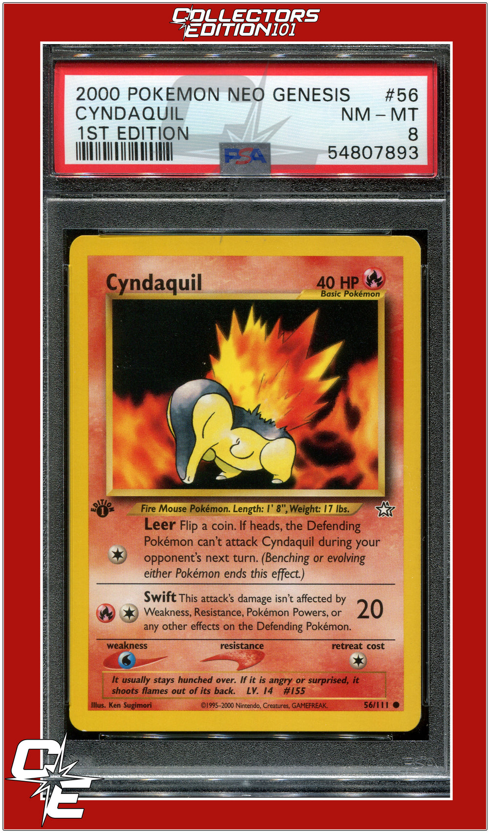 Neo Genesis 1st Edition 56 Cyndaquil PSA 8