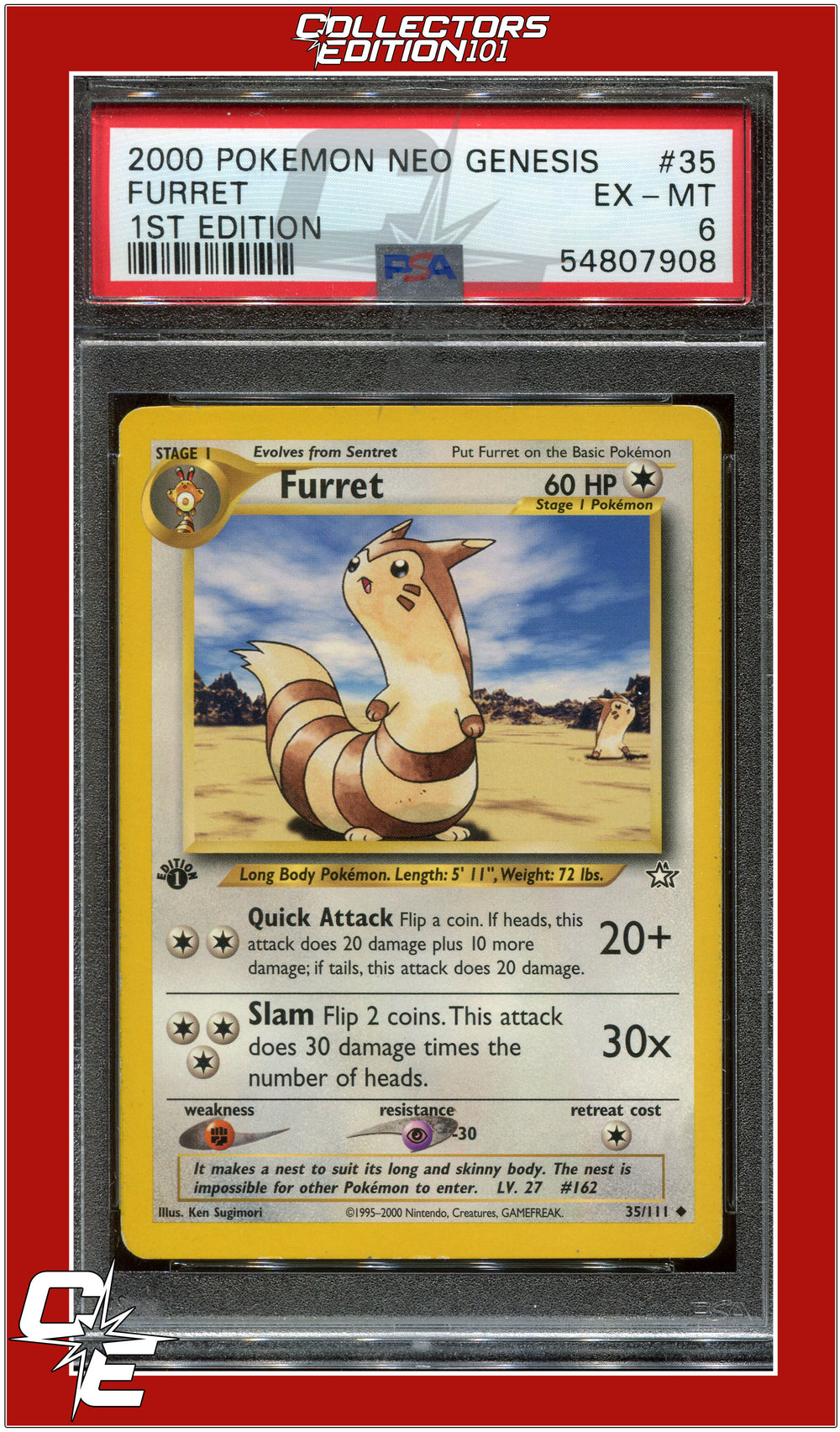 Neo Genesis 1st Edition 35 Furret PSA 6