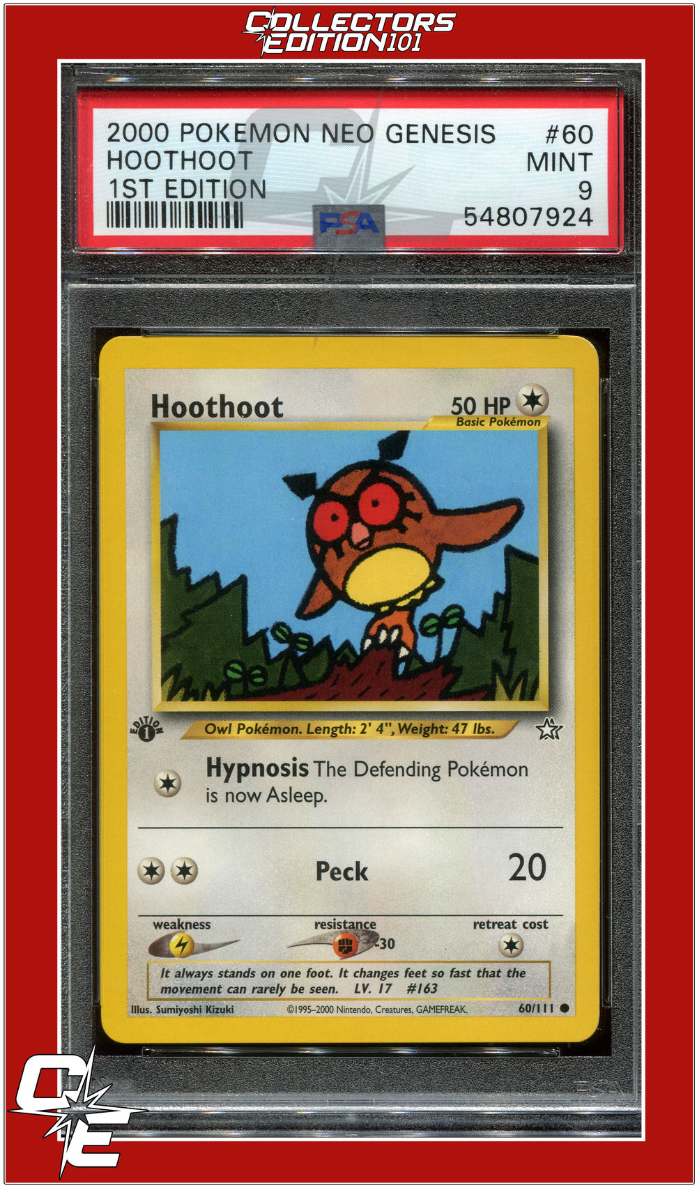 Neo Genesis 1st Edition 60 Hoothoot PSA 9