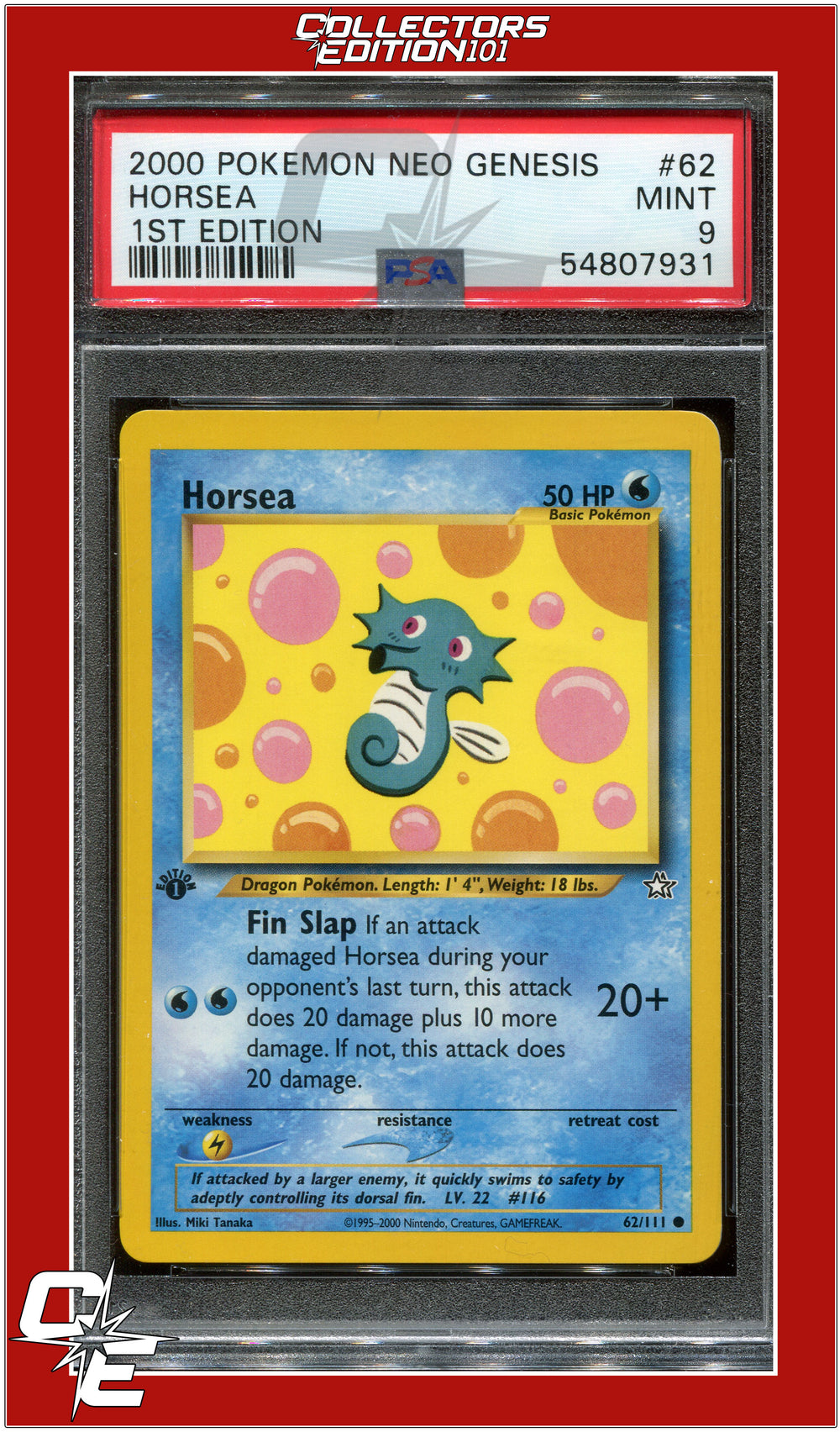 Neo Genesis 1st Edition 62 Horsea PSA 9