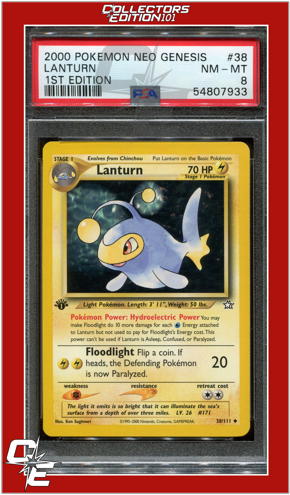 Neo Genesis 1st Edition 38 Lanturn PSA 8