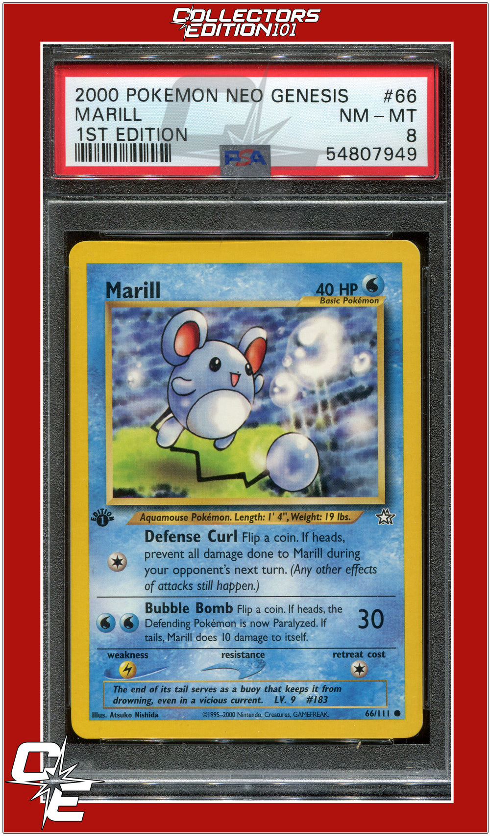 Neo Genesis 1st Edition 66 Marill PSA 8