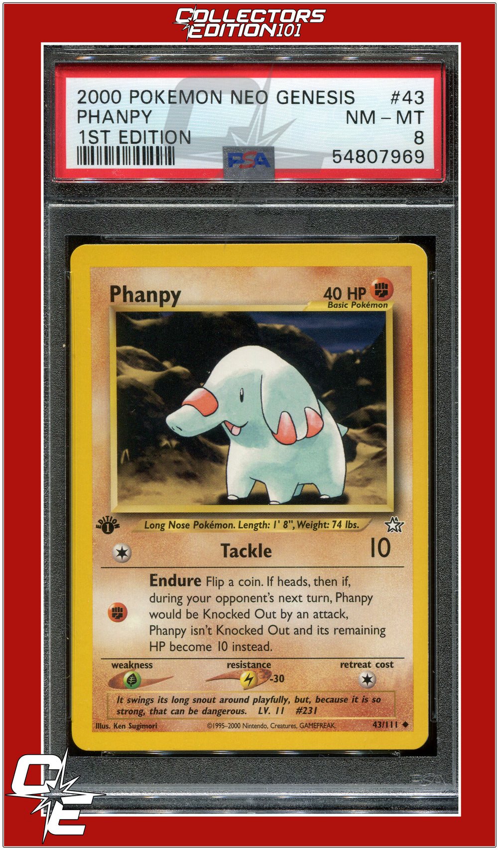 Neo Genesis 1st Edition 43 Phanpy PSA 8