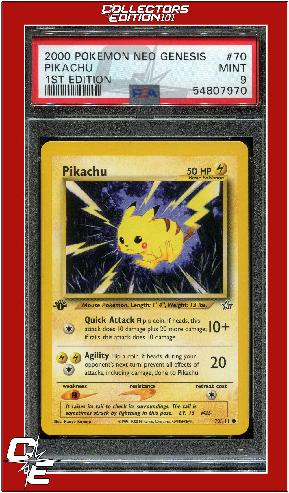 Neo Genesis 1st Edition 70 Pikachu PSA 9