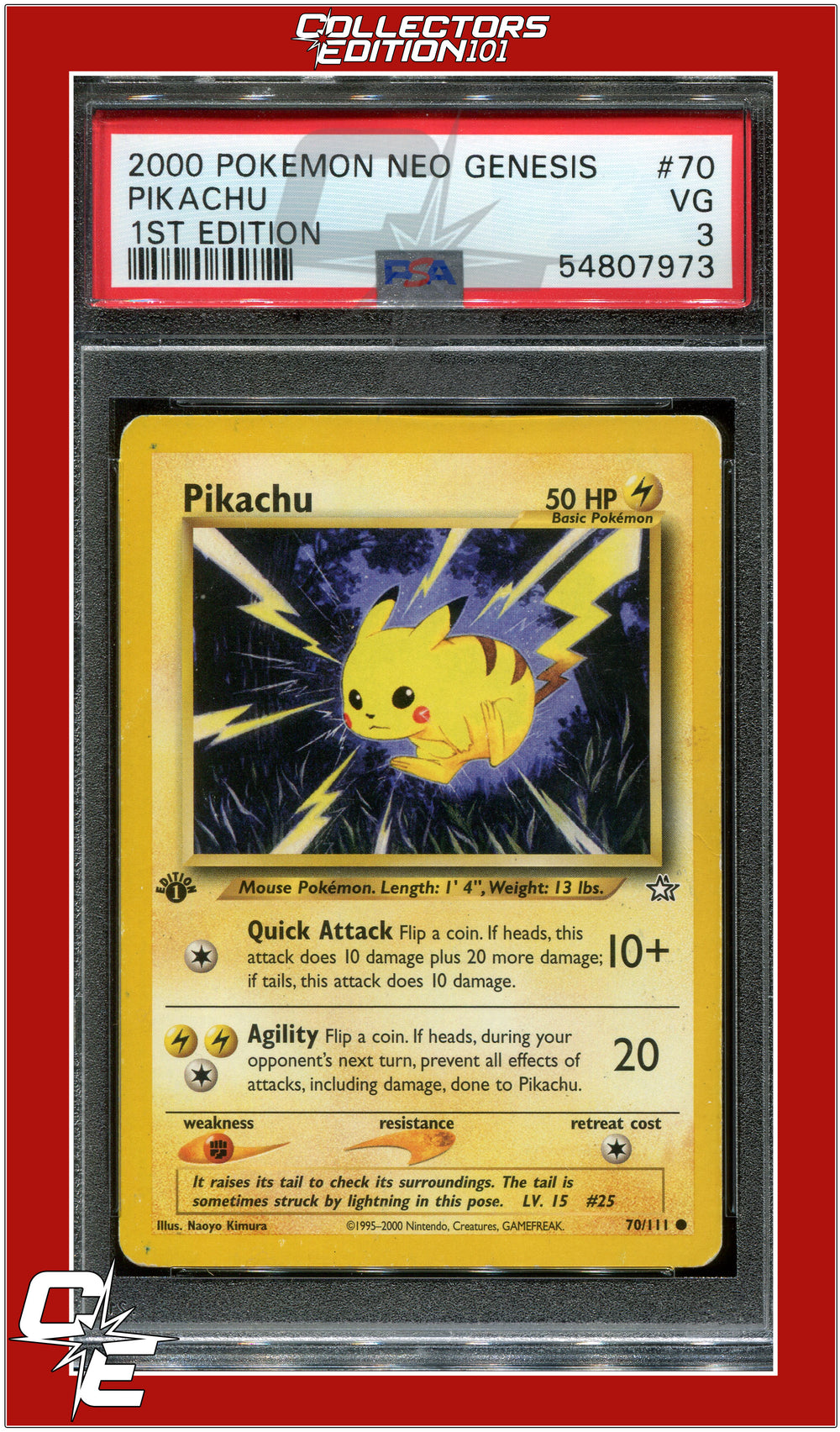 Neo Genesis 1st Edition 70 Pikachu PSA 3