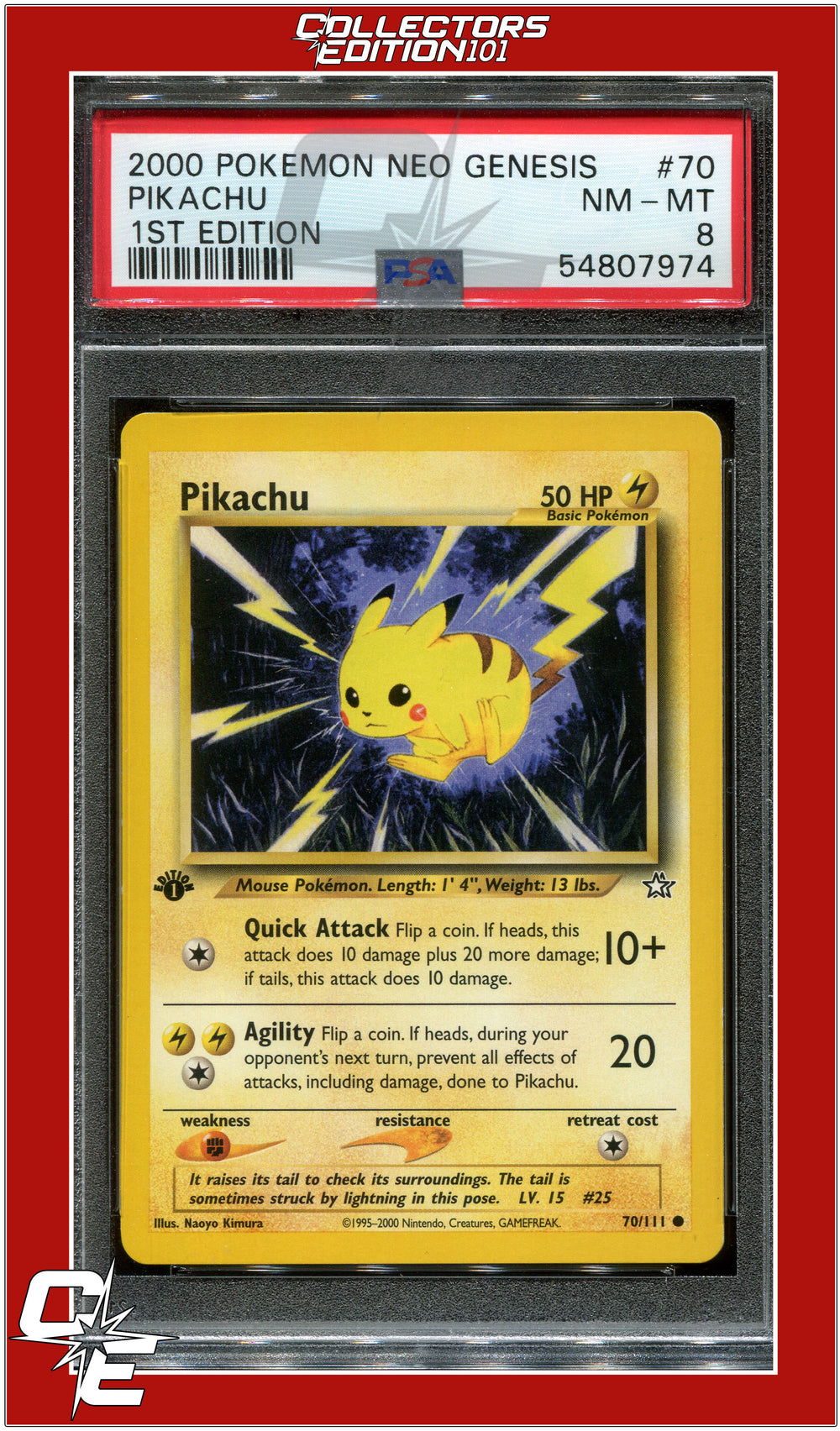 Neo Genesis 1st Edition 70 Pikachu PSA 8