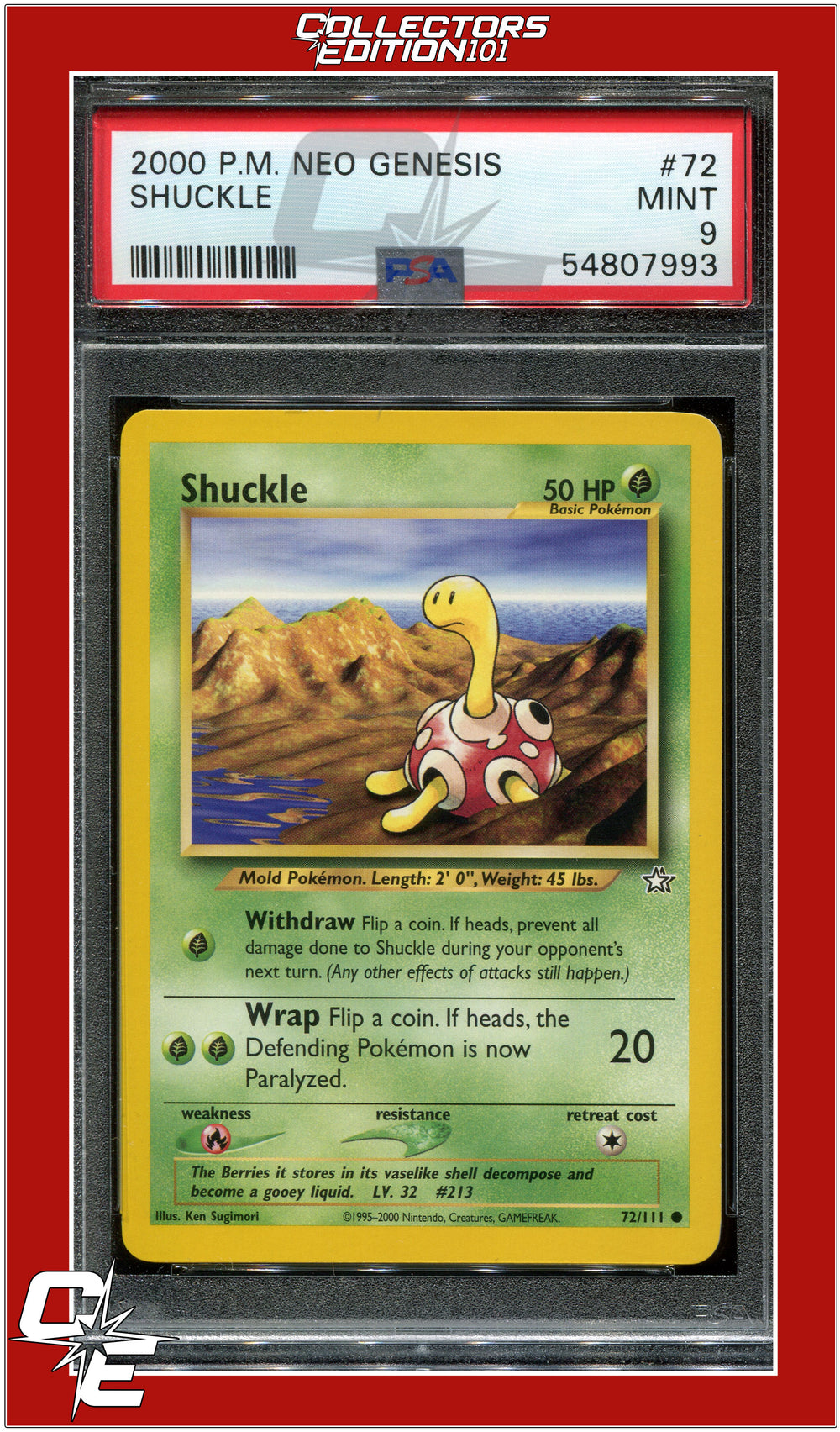 Neo Genesis 72 Shuckle PSA 9