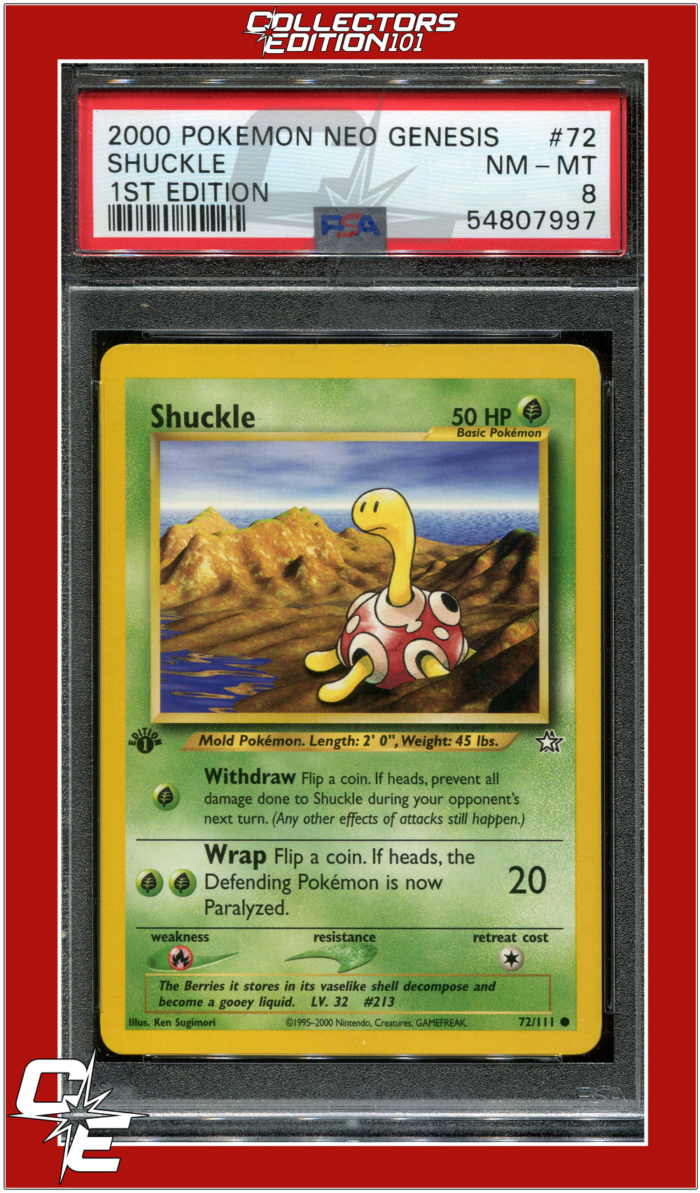 Neo Genesis 1st Edition 72 Shuckle PSA 8