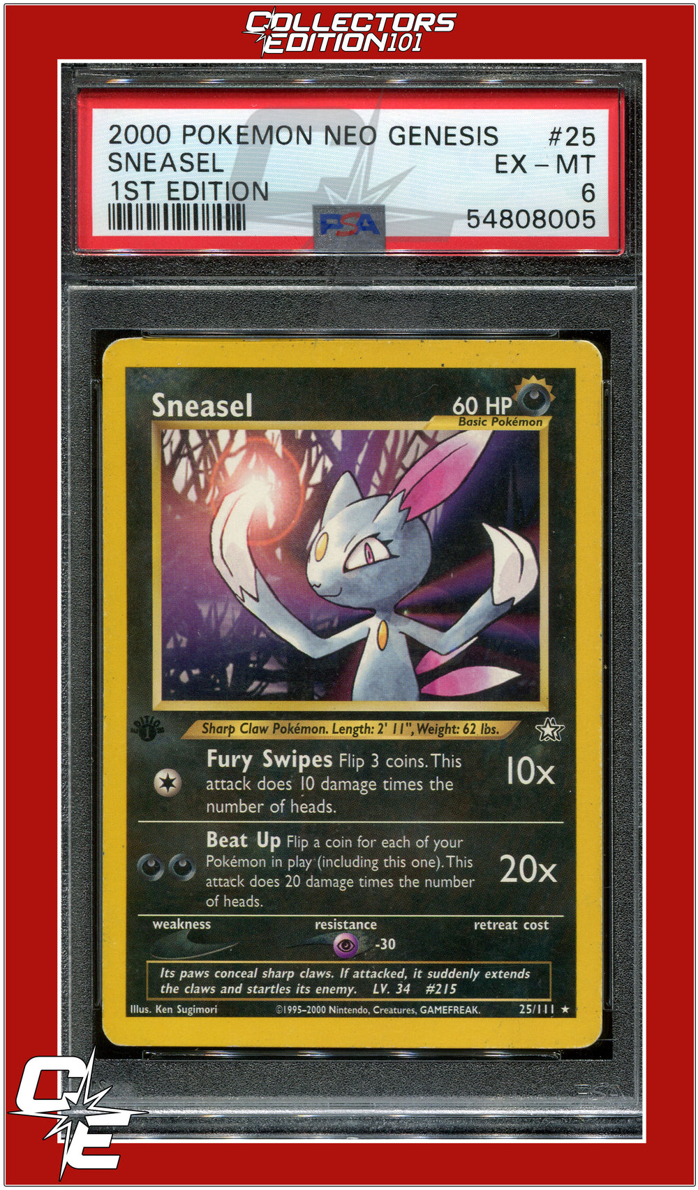 Neo Genesis 1st Edition 25 Sneasel PSA 6