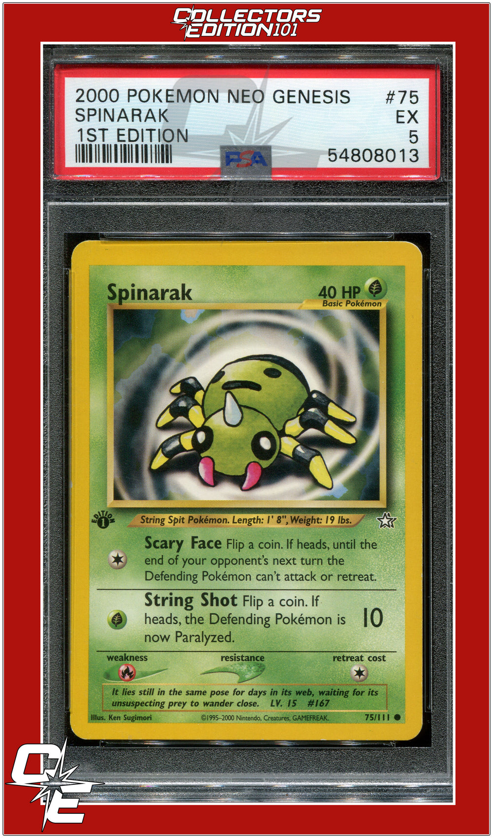 Neo Genesis 1st Edition 75 Spinarak PSA 5