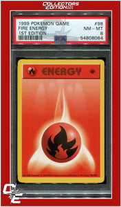 Base Set 98 Fire Energy 1st Edition PSA 8