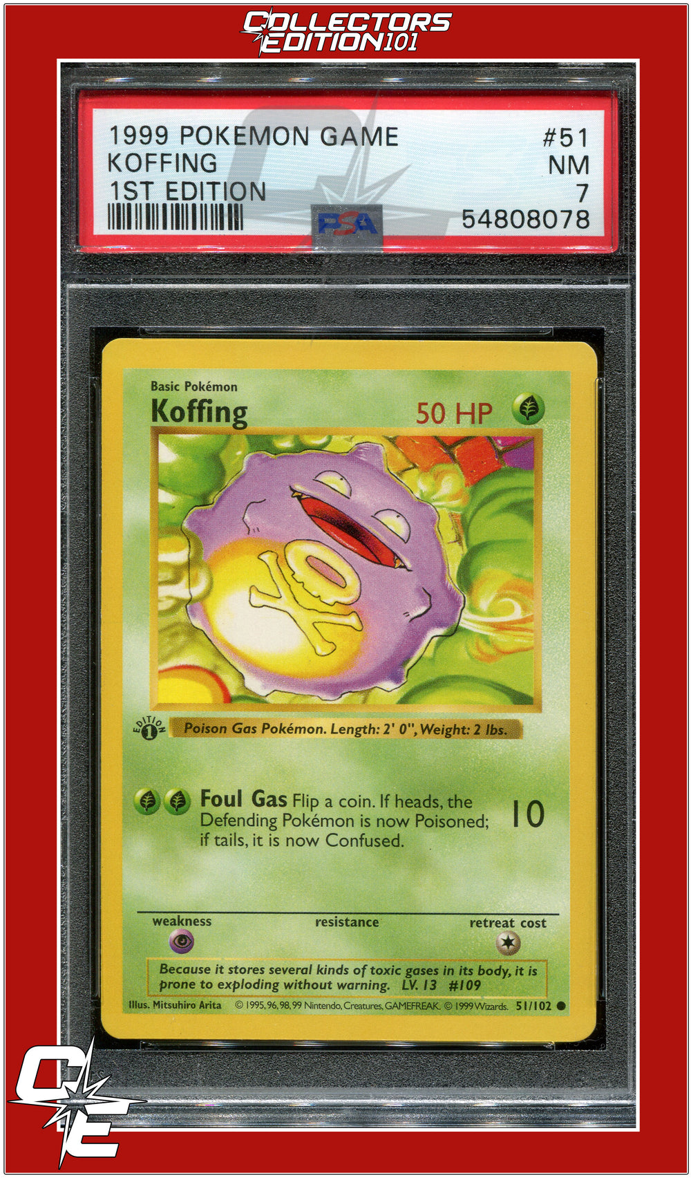 Base Set 51 Koffing 1st Edition PSA 7