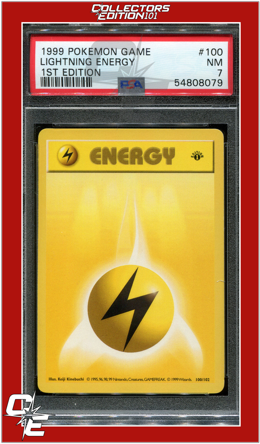 Base Set 100 Lightning Energy 1st Edition PSA 7