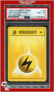Base Set 100 Lightning Energy 1st Edition PSA 8