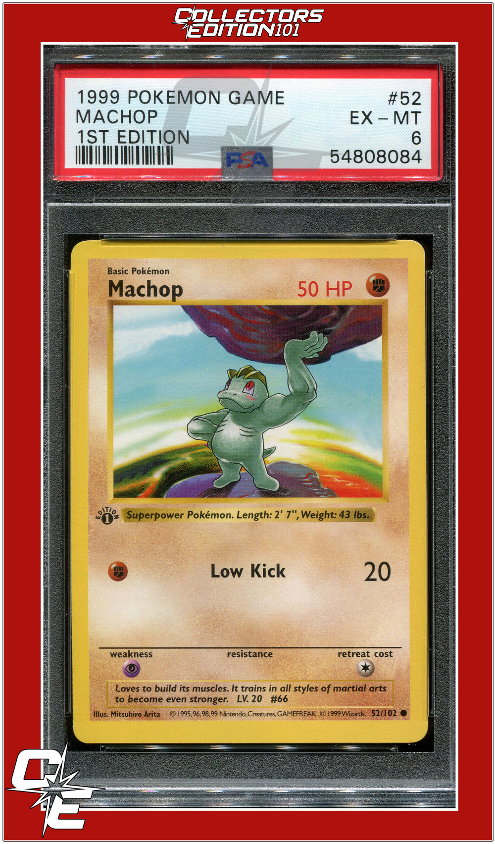 Base Set 52 Machop 1st Edition PSA 6