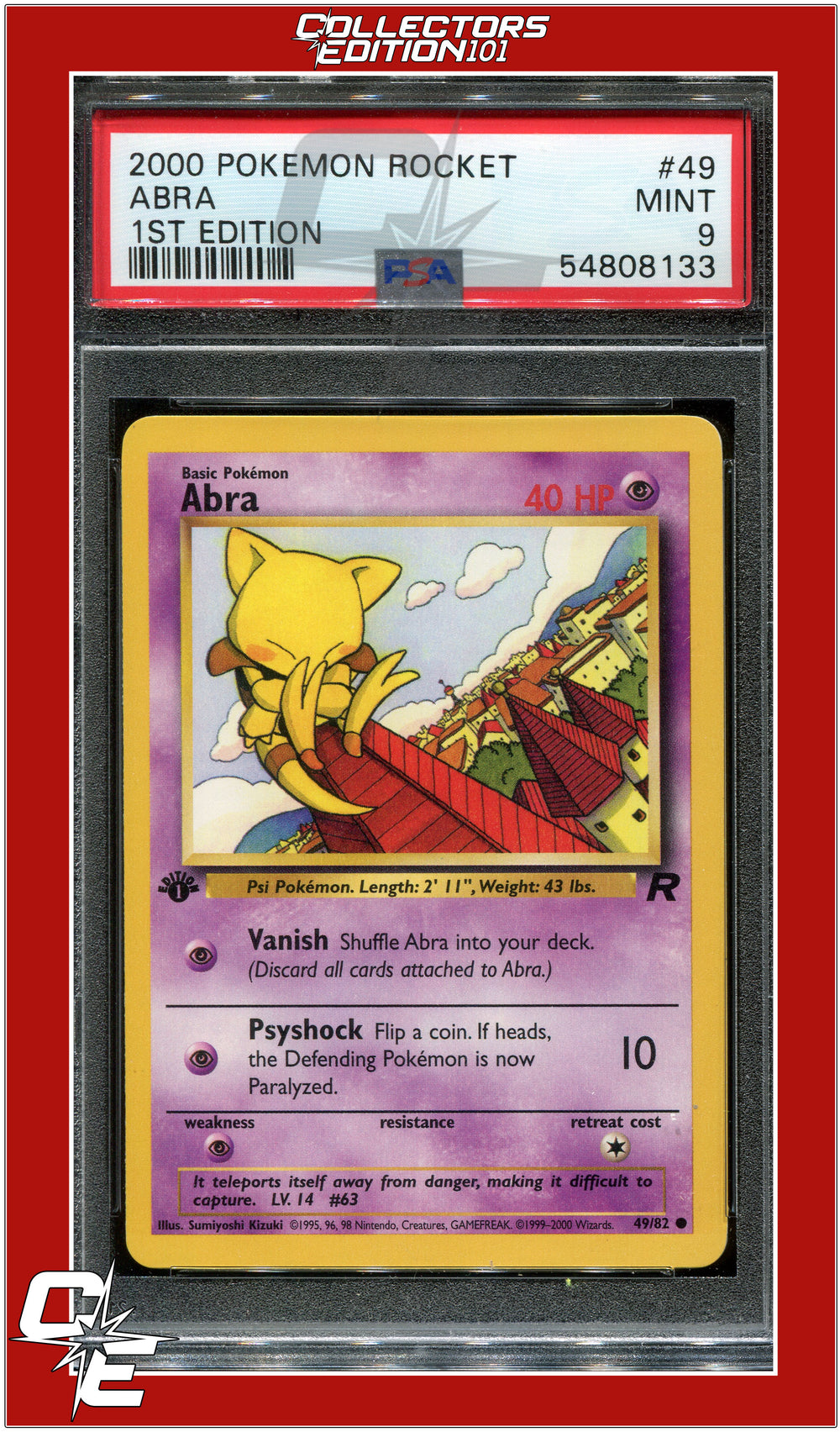 Team Rocket 49 Abra 1st Edition PSA 9