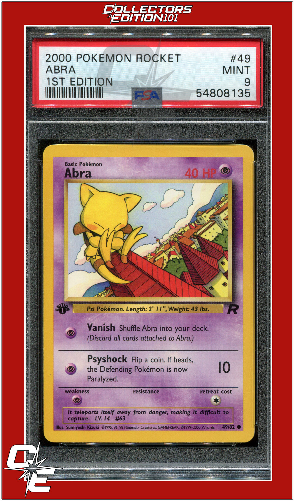 Team Rocket 49 Abra 1st Edition PSA 9