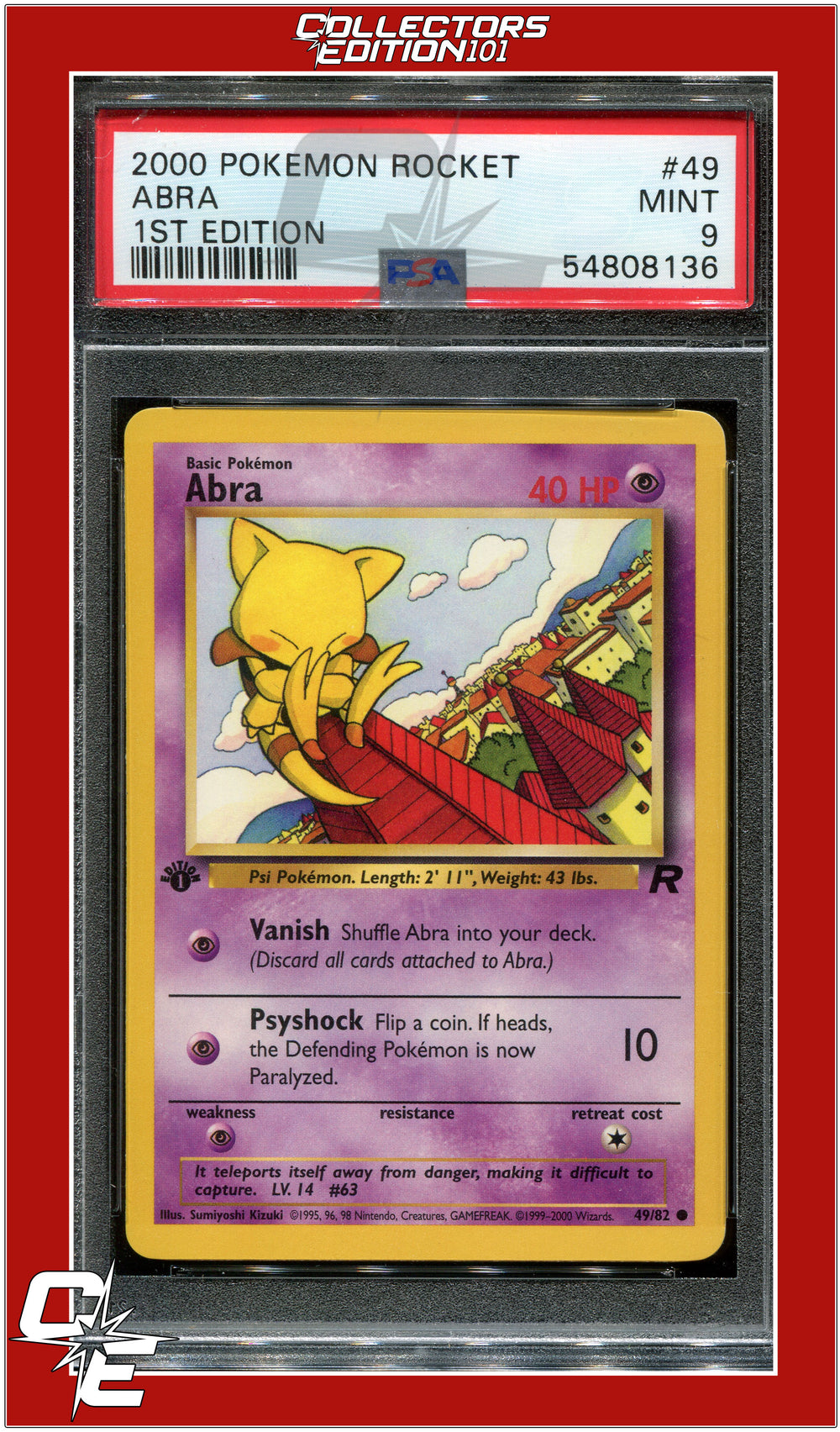 Team Rocket 49 Abra 1st Edition PSA 9