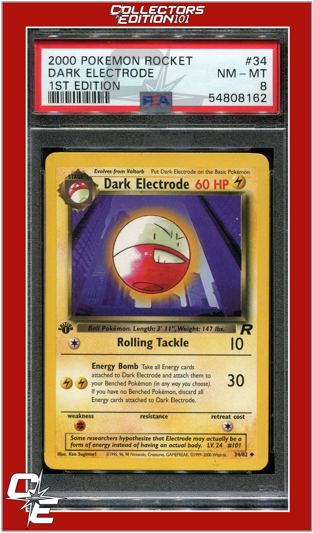 Team Rocket 34 Dark Electrode 1st Edition PSA 8