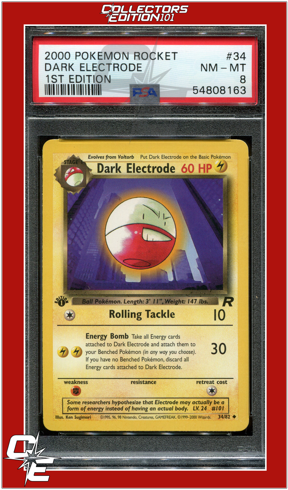 Team Rocket 34 Dark Electrode 1st Edition PSA 8