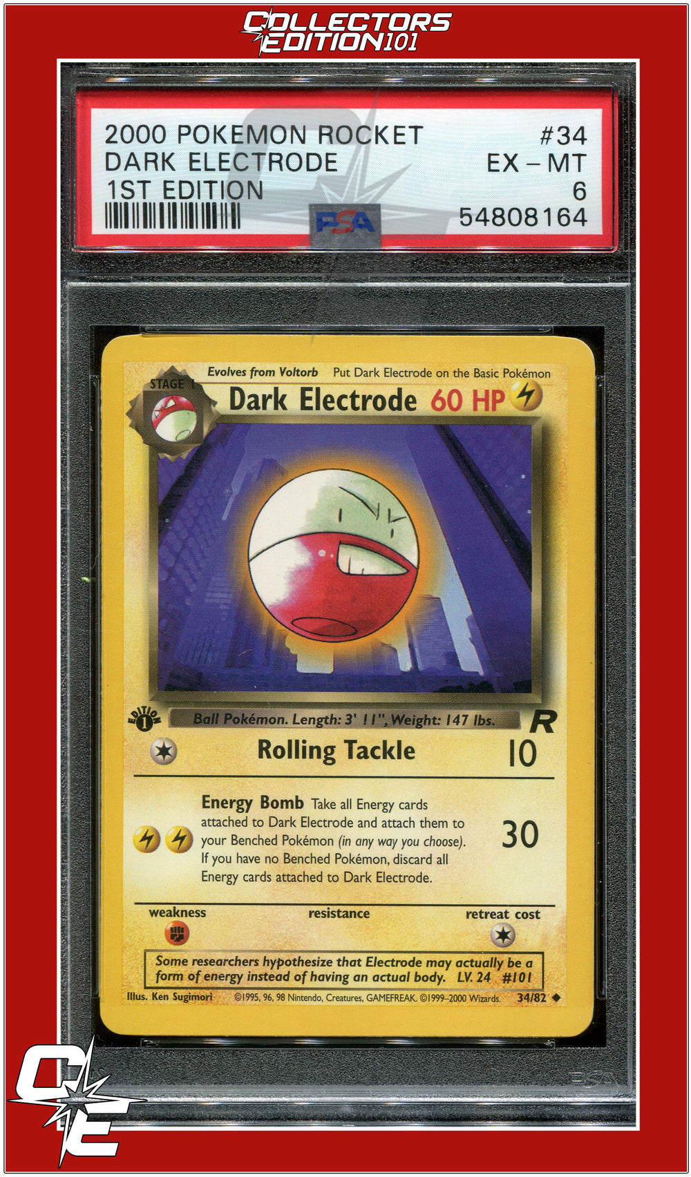 Team Rocket 34 Dark Electrode 1st Edition PSA 6