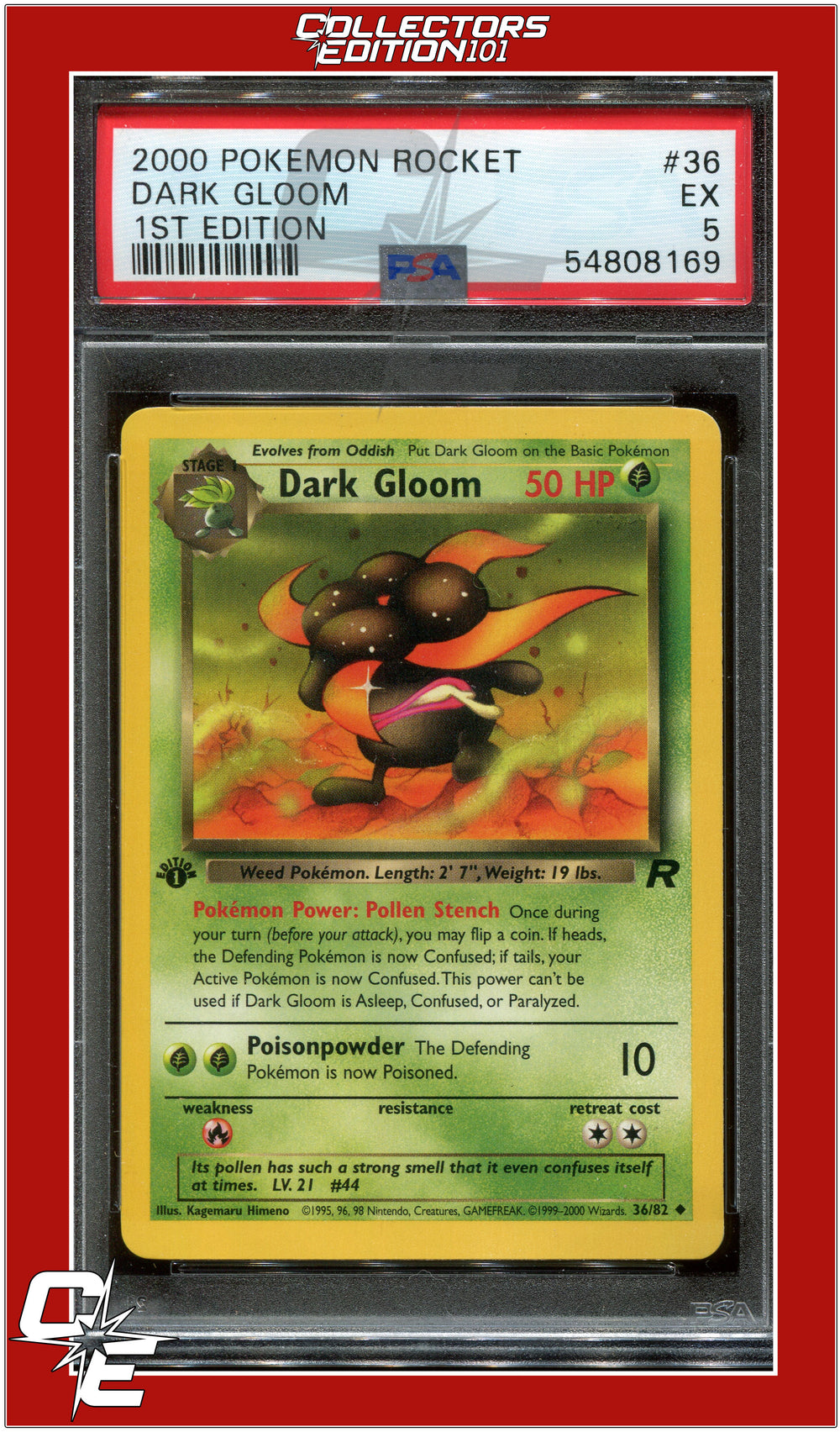 Team Rocket 36 Dark Gloom 1st Edition PSA 5