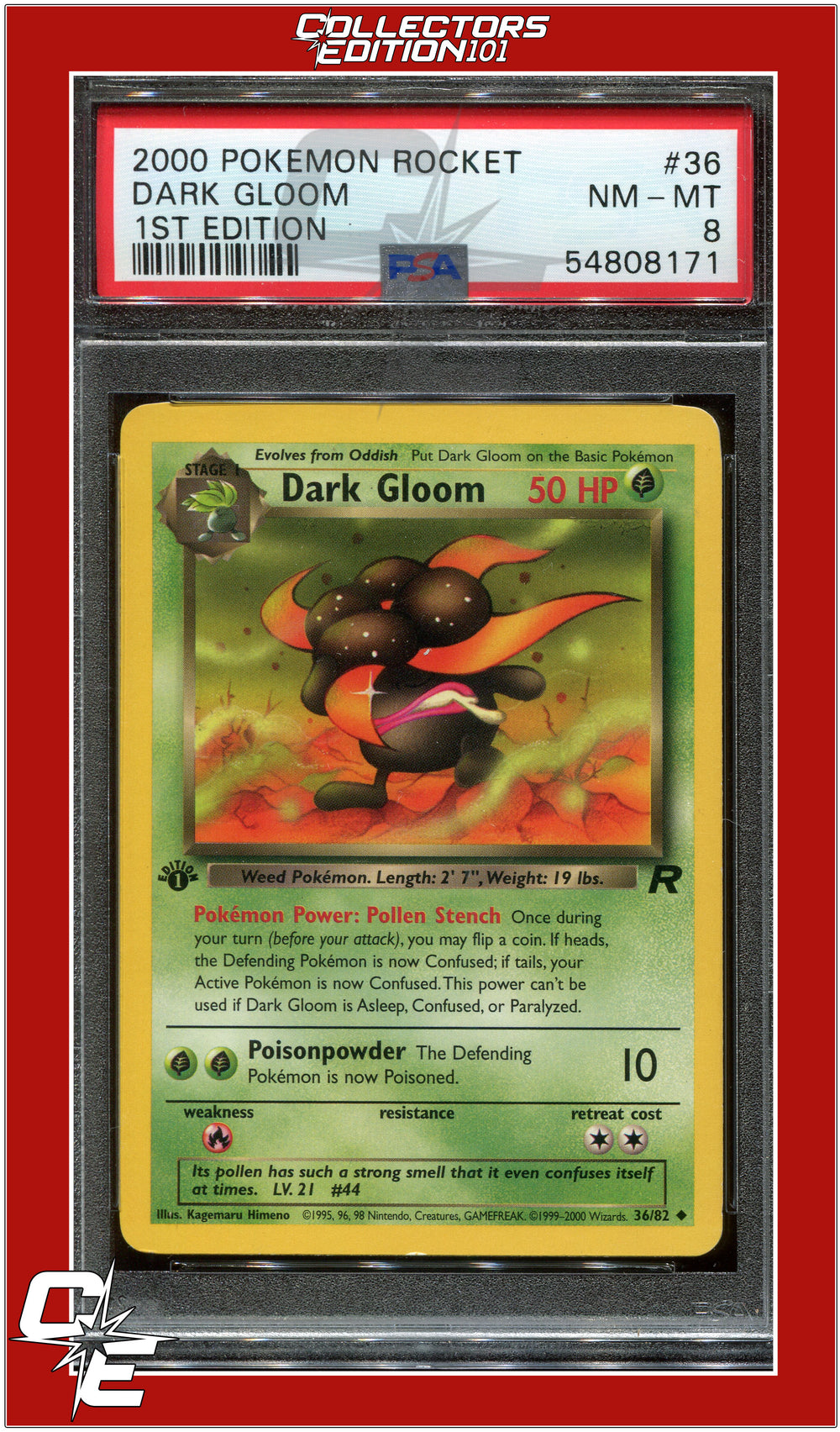 Team Rocket 36 Dark Gloom 1st Edition PSA 8