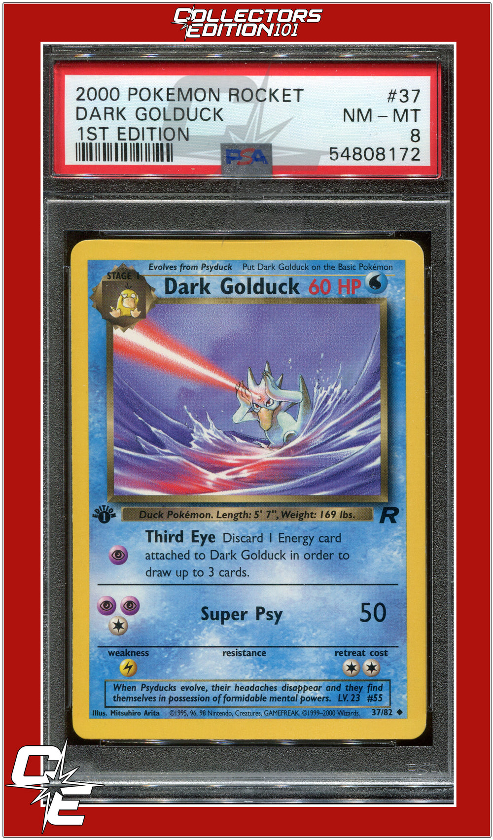 Team Rocket 37 Dark Golduck 1st Edition PSA 8