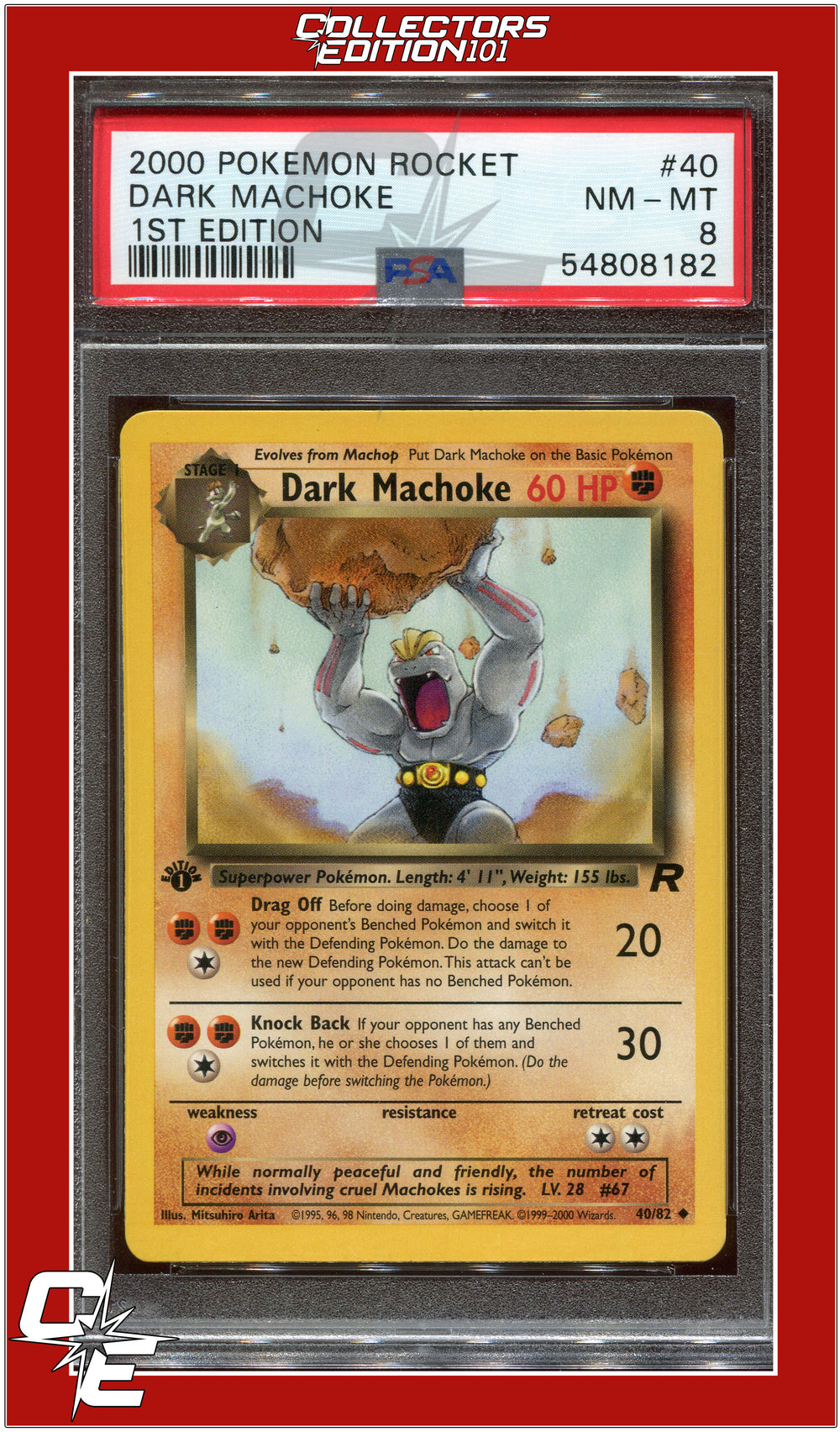 Team Rocket 40 Dark Machoke 1st Edition PSA 8