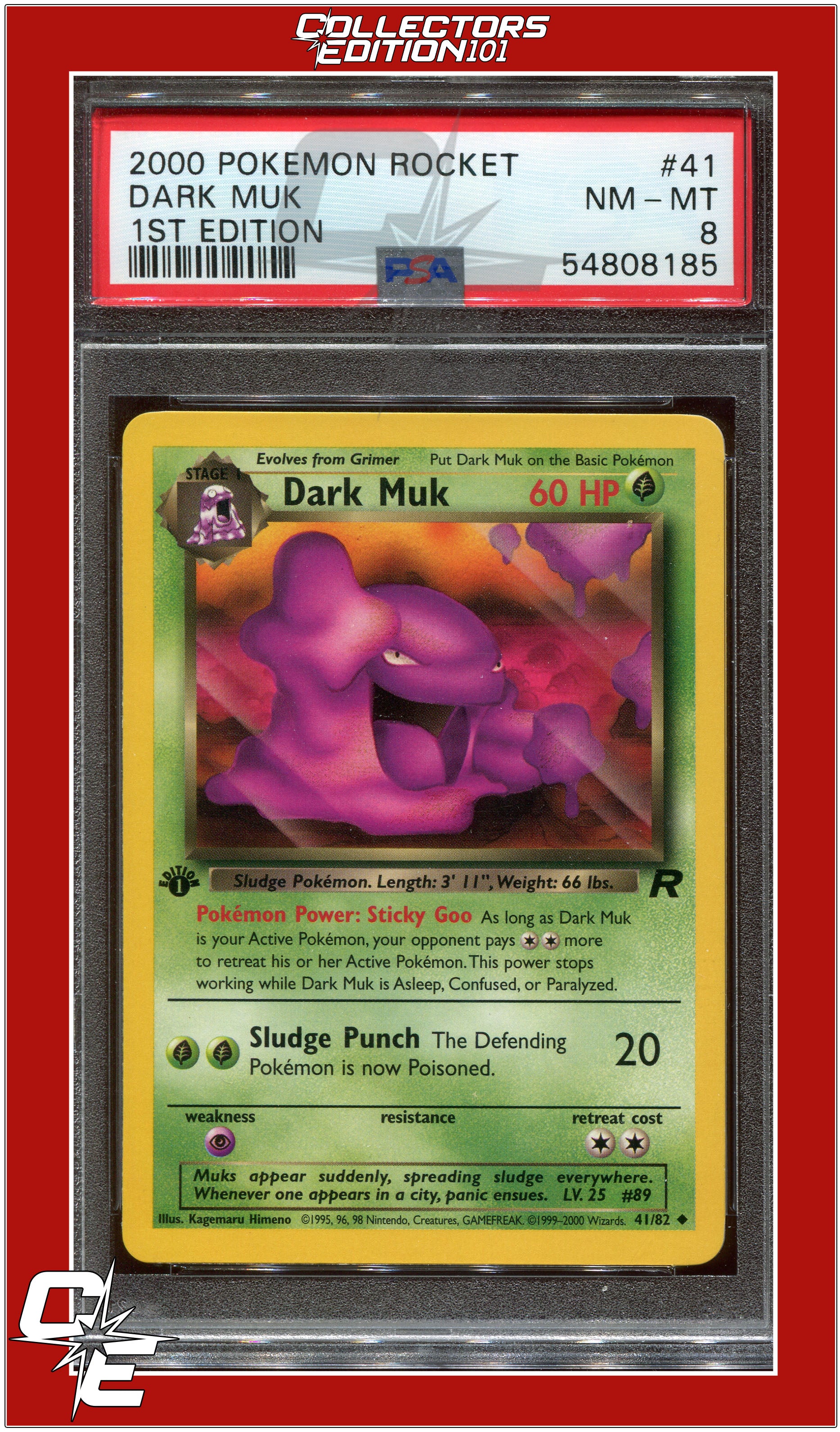 Team Rocket 41 Dark Muk 1st Edition PSA 8 | Collectors Edition 101 Team Rocket 41 Dark Muk 1st Edition PSA 8 | Collectors Edition 101