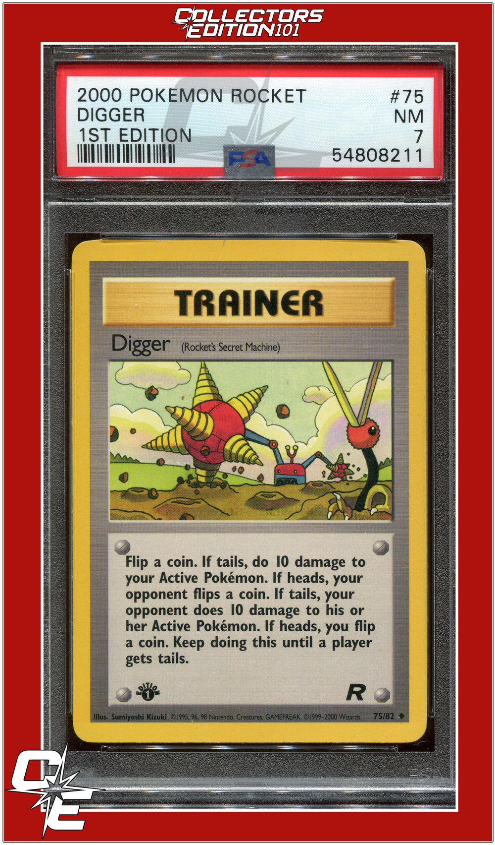 Team Rocket 75 Digger 1st Edition PSA 7