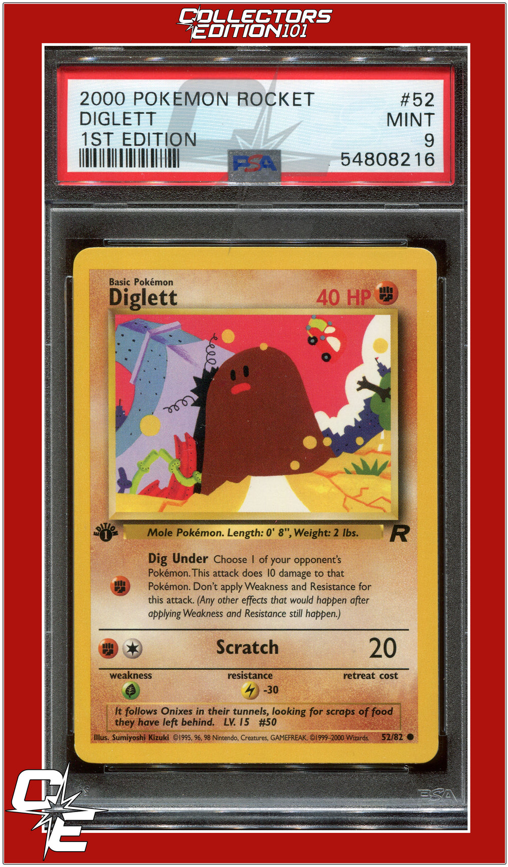 Team Rocket 52 Diglett 1st Edition PSA 9