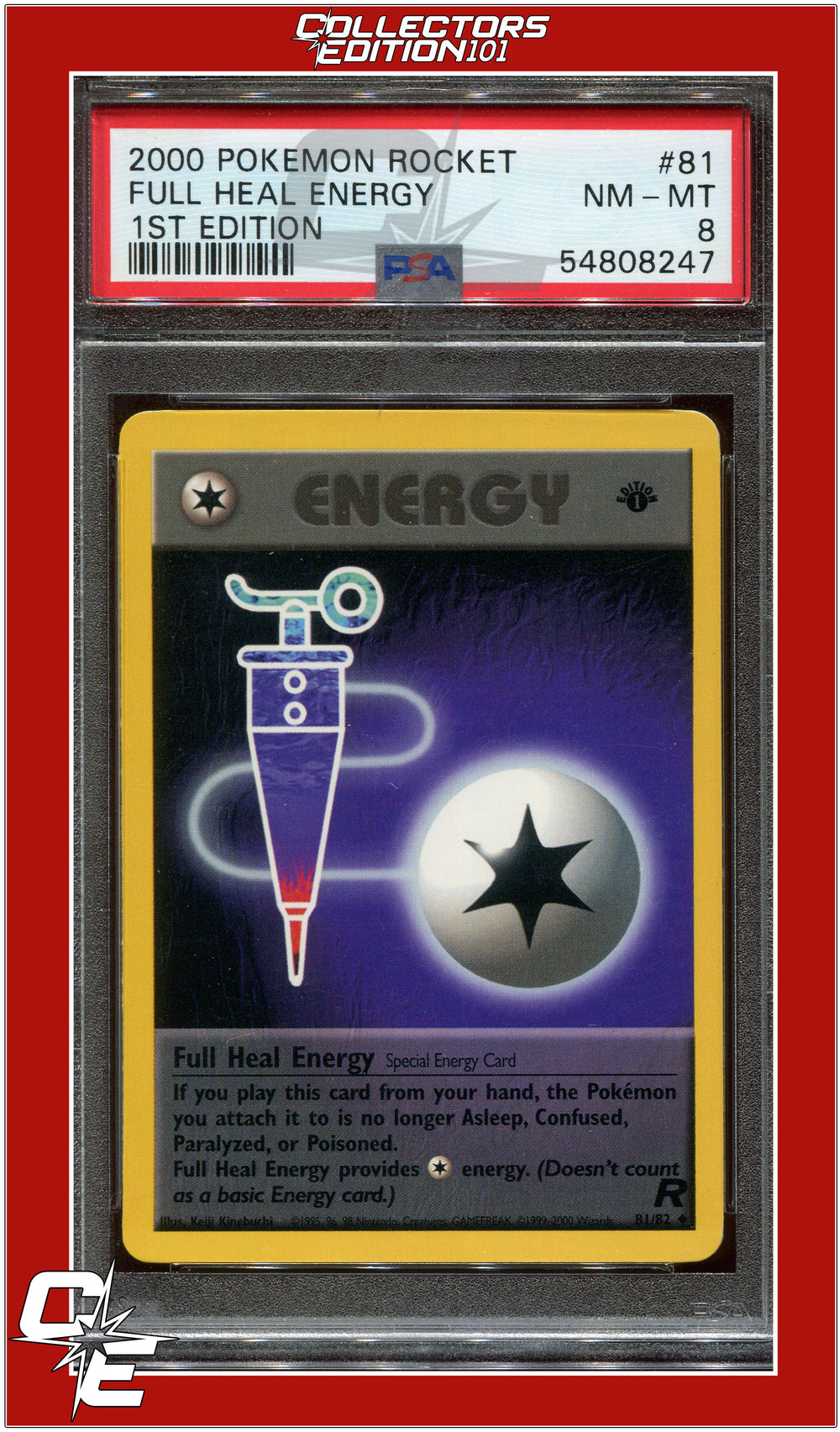 Team Rocket 81 Full Heal Energy 1st Edition PSA 8
