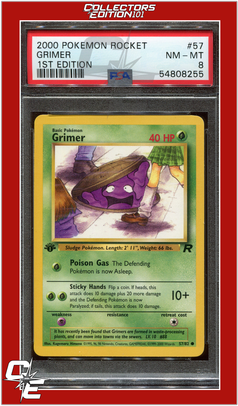 Team Rocket 57 Grimer 1st Edition PSA 8