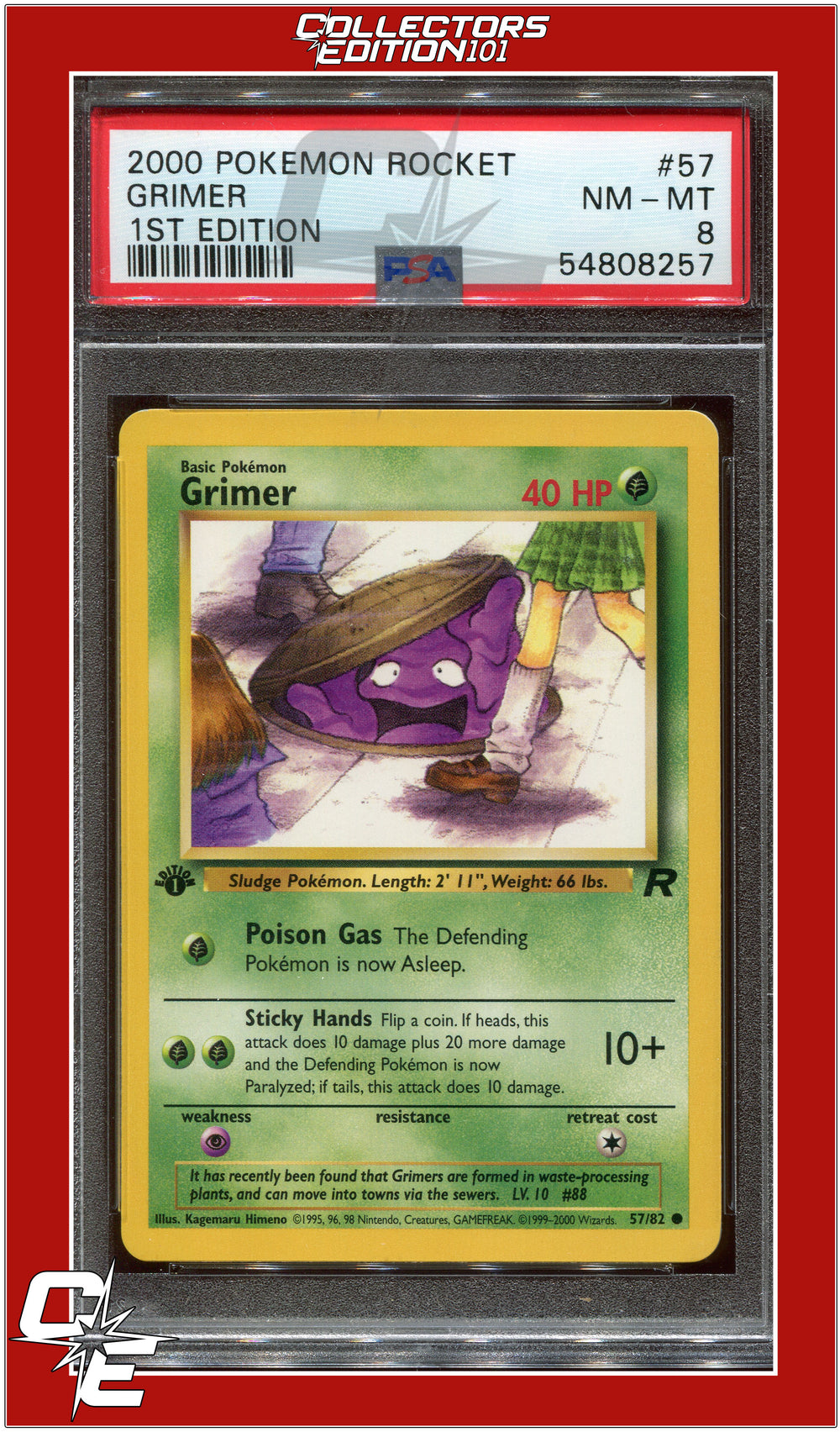 Team Rocket 57 Grimer 1st Edition PSA 8