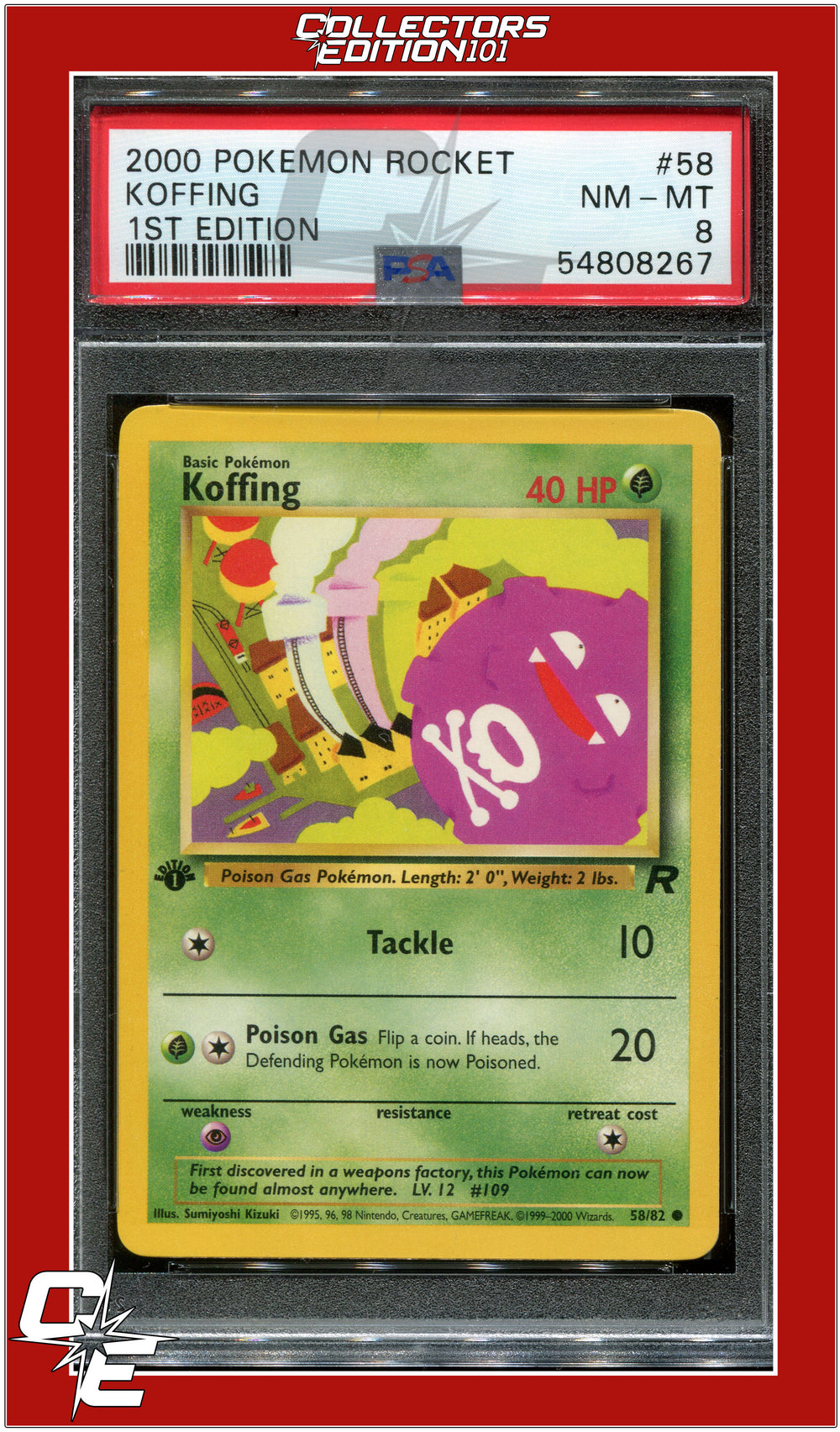 Team Rocket 58 Koffing 1st Edition PSA 8