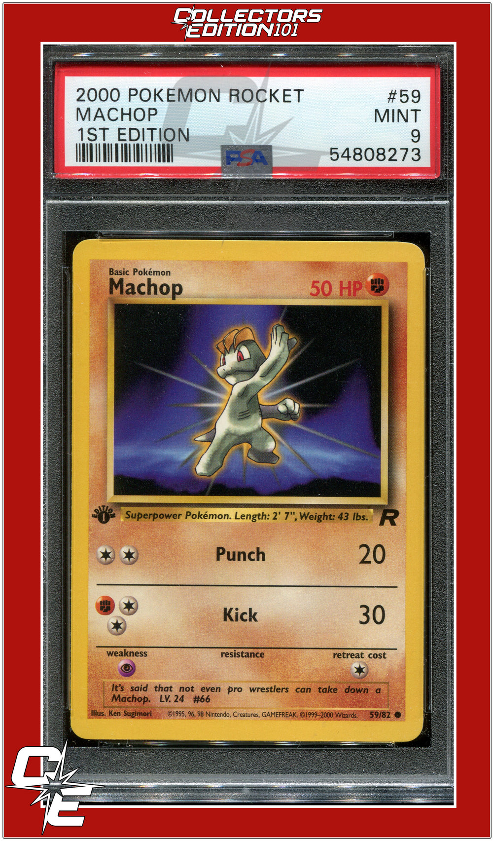 Team Rocket 59 Machop 1st Edition PSA 9