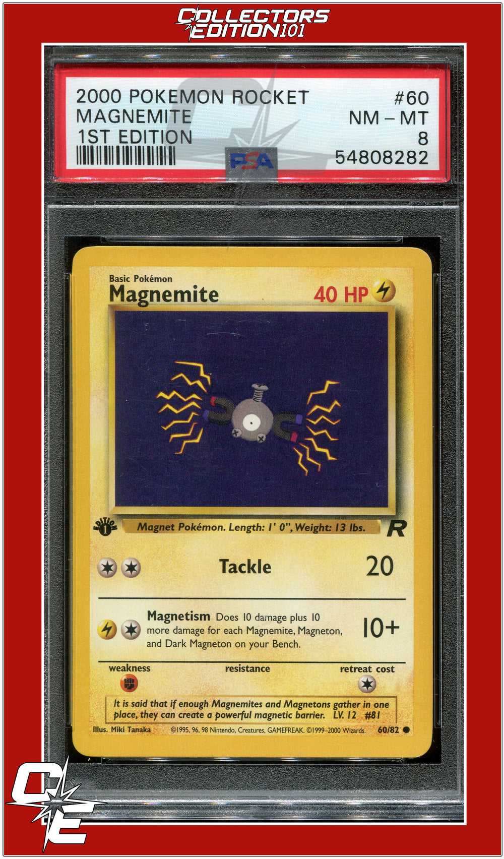 Team Rocket 60 Magnemite 1st Edition PSA 8