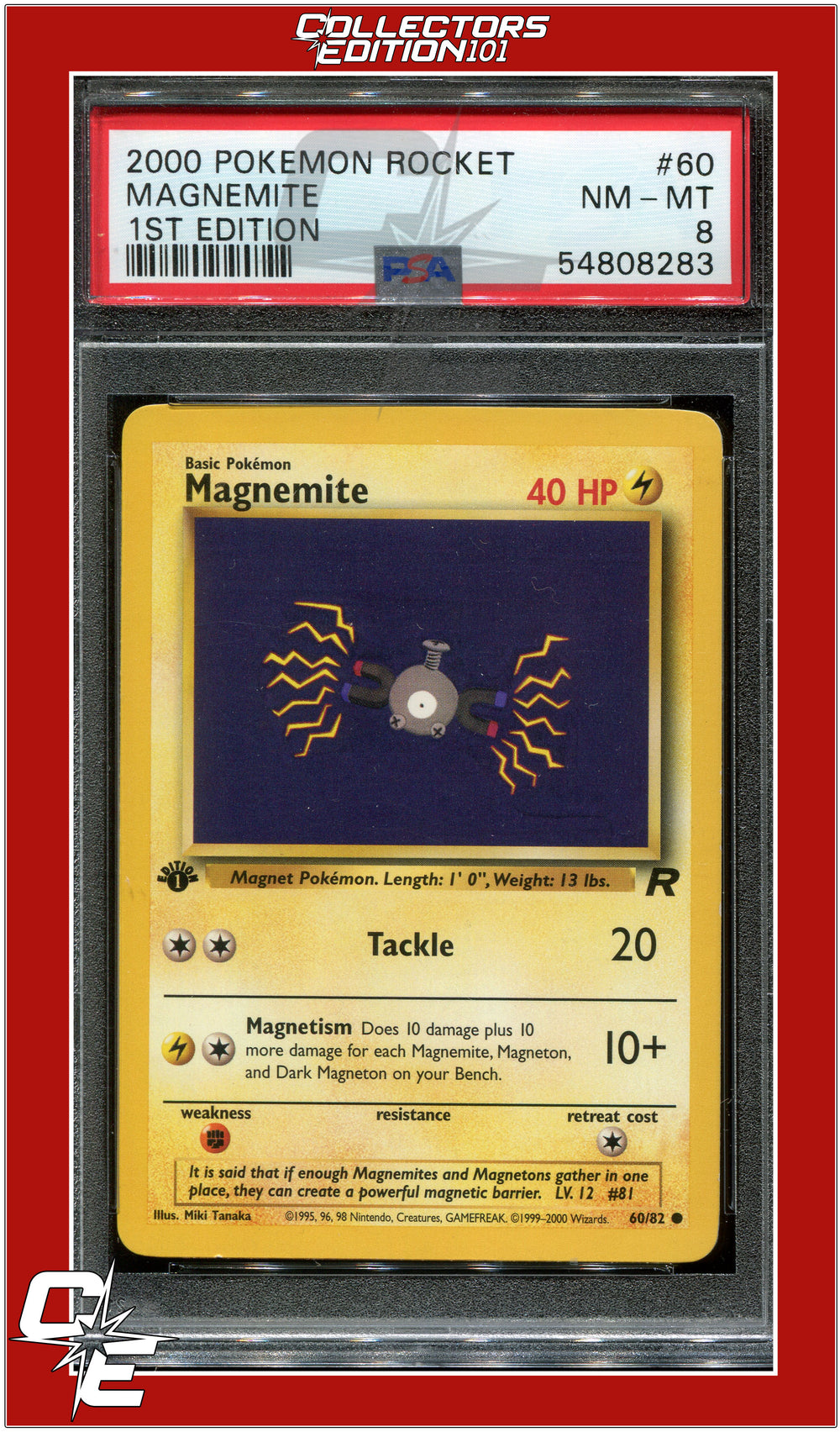 Team Rocket 60 Magnemite 1st Edition PSA 8