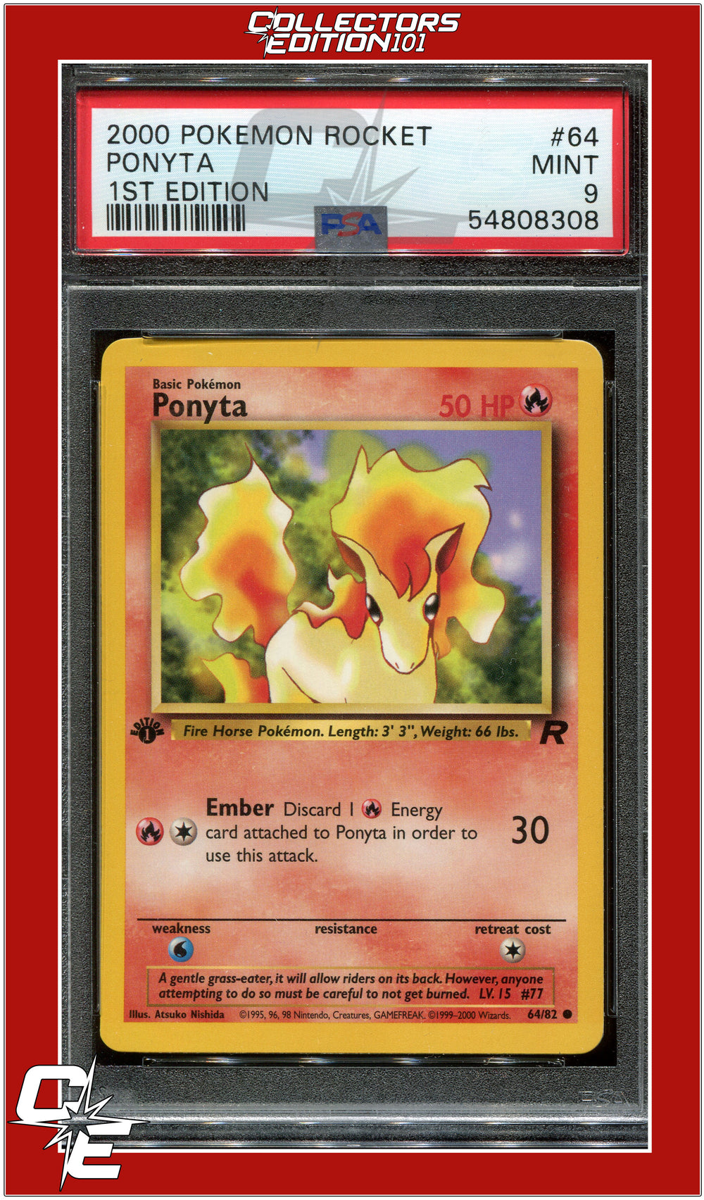 Team Rocket 64 Ponyta 1st Edition PSA 9