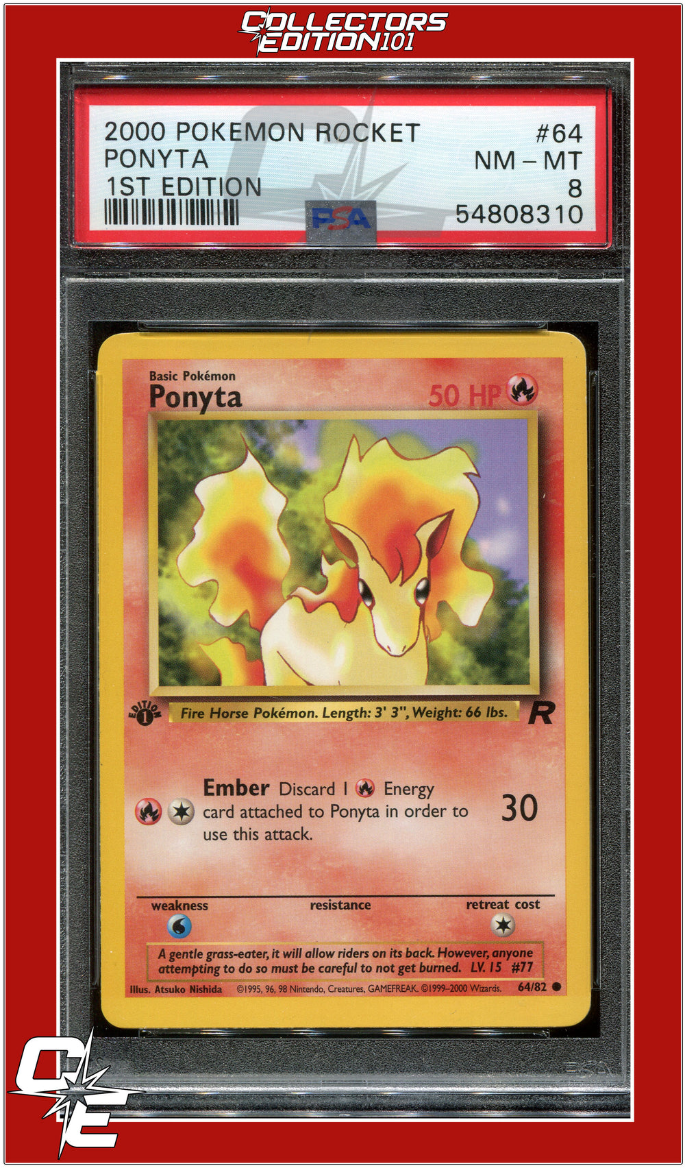 Team Rocket 64 Ponyta 1st Edition PSA 8