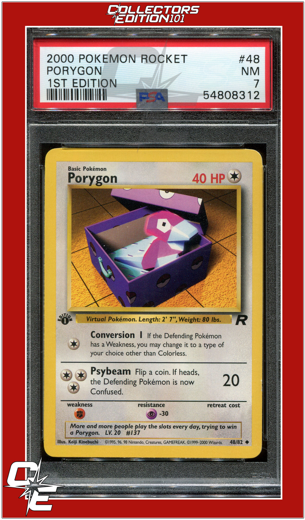 Team Rocket 48 Porygon 1st Edition PSA 7