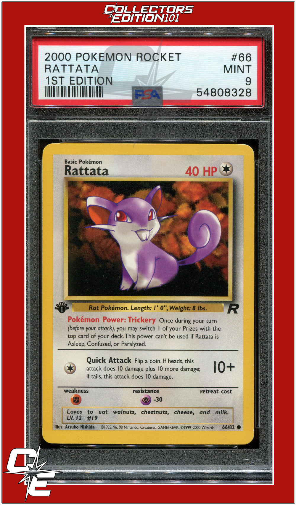 Team Rocket 66 Rattata 1st Edition PSA 9