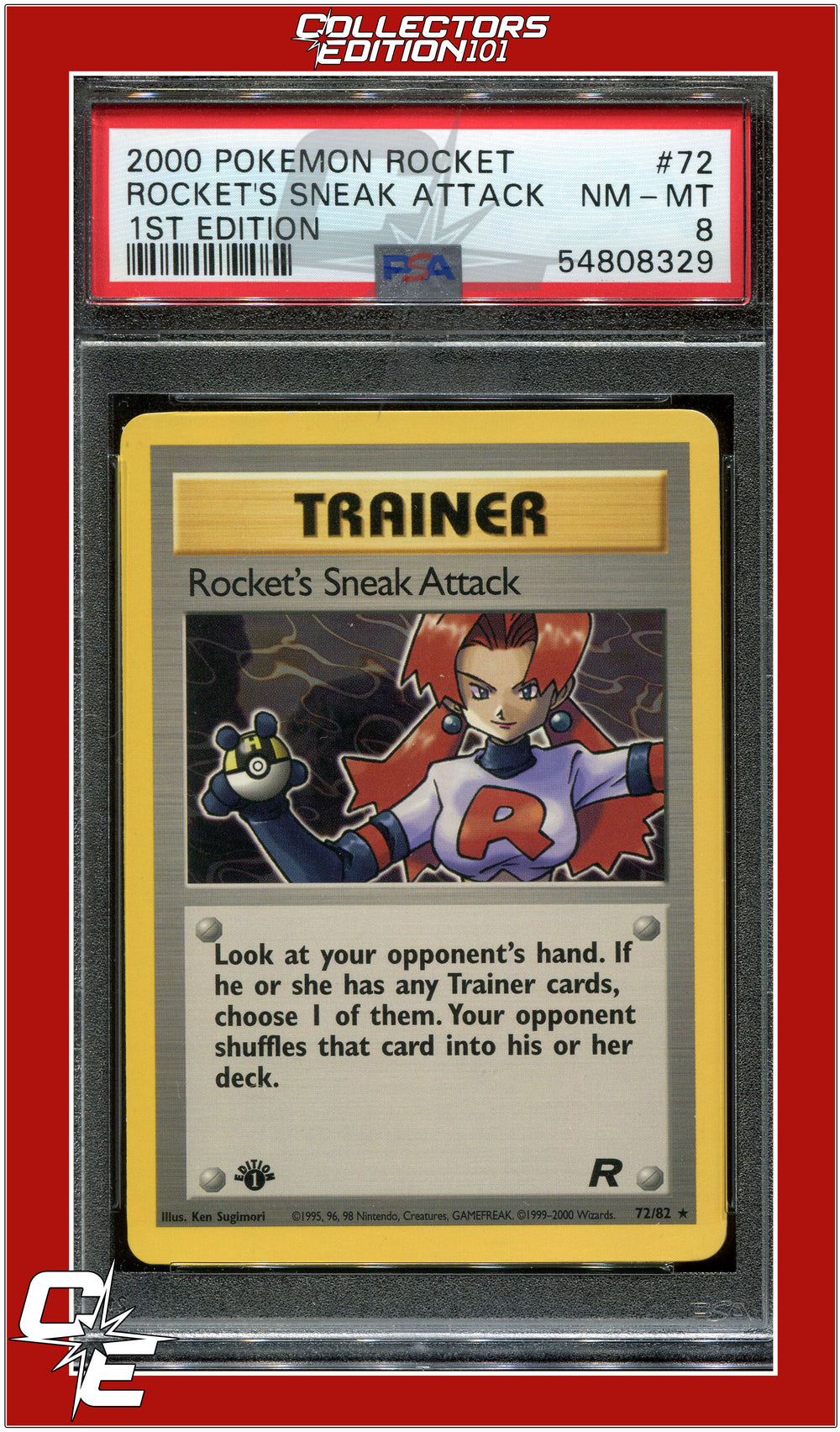 Team Rocket 72 Rocket's Sneak Attack 1st Edition PSA 8