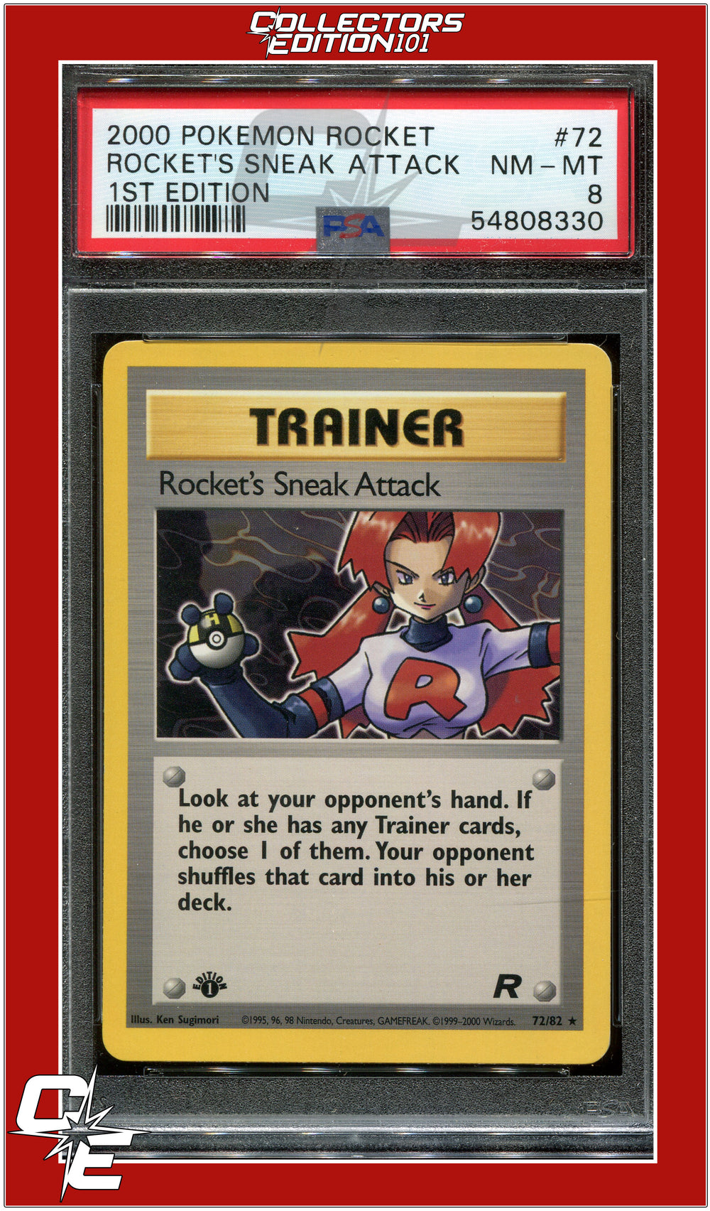 Team Rocket 72 Rocket's Sneak Attack 1st Edition PSA 8