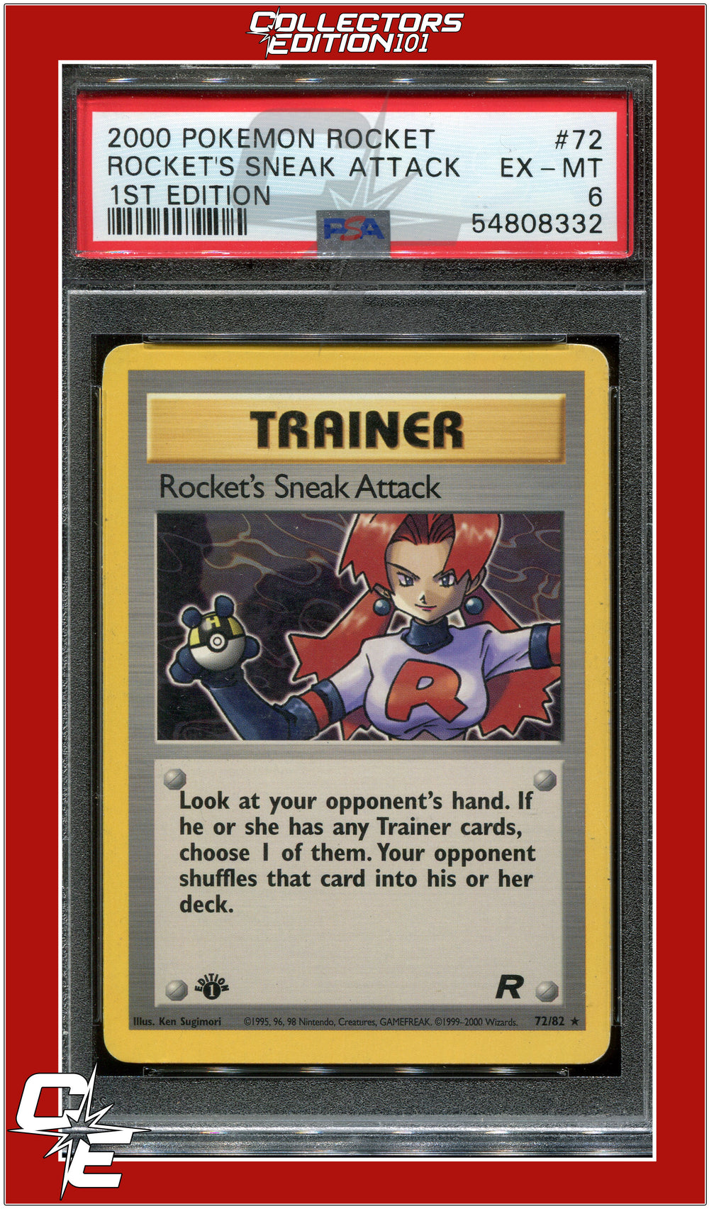 Team Rocket 72 Rocket's Sneak Attack 1st Edition PSA 6