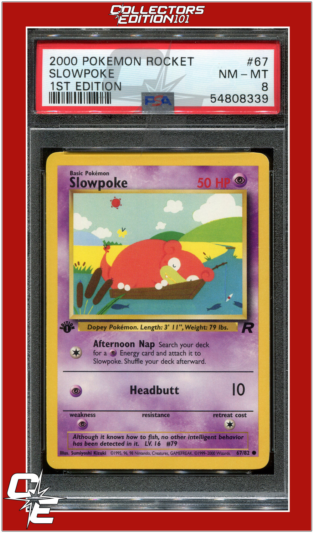 Team Rocket 67 Slowpoke 1st Edition PSA 8