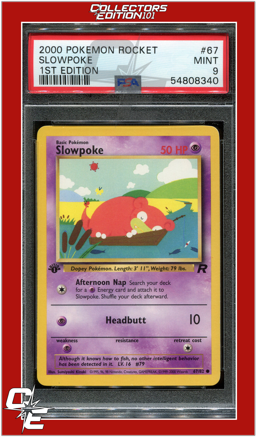 Team Rocket 67 Slowpoke 1st Edition PSA 9