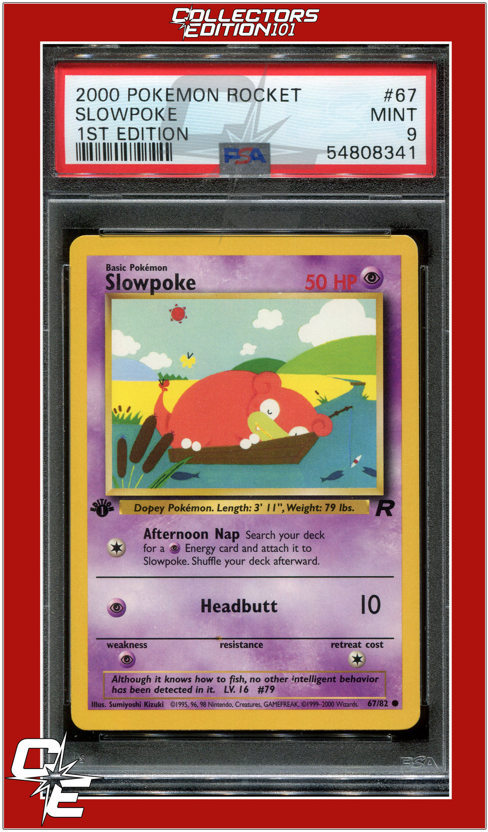 Team Rocket 67 Slowpoke 1st Edition PSA 9